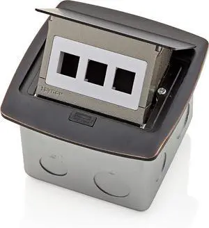 Leviton Pop-Up Floor Box, 3-Port QuickPort Insert, PFQP3-BZ, Bronze Leviton Pop-Up Floor Box, 3-Port QuickPort Insert, PFQP3-BZ, Bronze