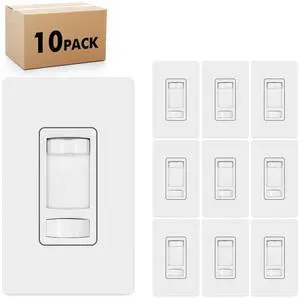Micmi 10 Pack Dimmer Light Switch, Single Pole/3 Way and ON/Off Slide Dimmer, 300W LED/CFL & 600W Incandescent/Halogen Compatible, Wall Plate Included, ETL Listed, White Micmi 10 Pack Dimmer Light Switch, Single Pole/3 Way and ON/Off Slide Dimmer, 300W LED/CFL & 600W Incandescent/Halogen Compatible, Wall Plate Included, ETL Listed, White