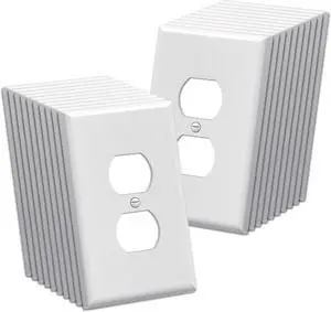 BESTTEN 1-Gang Bulk Oversized Duplex Wall Plate, Unbreakable Polycarbonate Jumbo Receptacle Outlet Cover, 20 Pack cETL Listed Single Over-Size Light Switch Cover, White BESTTEN 1-Gang Bulk Oversized Duplex Wall Plate, Unbreakable Polycarbonate Jumbo Receptacle Outlet Cover, 20 Pack cETL Listed Single Over-Size Light Switch Cover, White