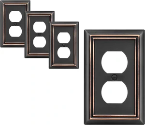 DEWENWILS 4-Pack Duplex Wall Plate, Metal Wall Outlet Cover for Receptacle, Light Switch, Aged Bronze DEWENWILS 4-Pack Duplex Wall Plate, Metal Wall Outlet Cover for Receptacle, Light Switch, Aged Bronze
