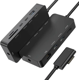 10-in-1 Surface Docking Station for Surface Pro & Laptop, 4K@60Hz HDMI, USB-C & USB 3.0 Ports, SD/TF Card Reader, Gigabit Ethernet, PD Charging, Magnetic Surface Connect 10-in-1 Surface Docking Station for Surface Pro & Laptop, 4K@60Hz HDMI, USB-C & USB 3.0 Ports, SD/TF Card Reader, Gigabit Ethernet, PD Charging, Magnetic Surface Connect
