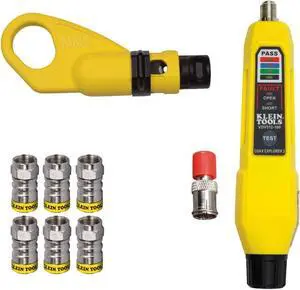 Klein Tools VDV002-820 Coax Push-On Connector VDV Kit, Includes The Tools Needed to Prepare, Connect and Test Coax Cables Klein Tools VDV002-820 Coax Push-On Connector VDV Kit, Includes The Tools Needed to Prepare, Connect and Test Coax Cables
