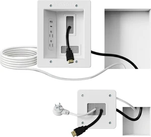Mount-It! in-Wall TV Cable Management Kit with Recessed Power Dual Outlet, USB-A and USB-C Ports, 9ft Cord, and Hand Saw Easy, Safe Cable Management for Organized TV and Home Theater Setups Mount-It! in-Wall TV Cable Management Kit with Recessed Power Dual Outlet, USB-A and USB-C Ports, 9ft Cord, and Hand Saw Easy, Safe Cable Management for Organized TV and Home Theater Setups