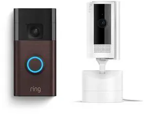 Ring Battery Doorbell Satin Nickel + Ring Pan-Tilt Indoor Cam Ring Battery Doorbell Satin Nickel + Ring Pan-Tilt Indoor Cam