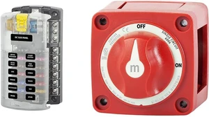 Blue Sea Systems ST Blade Fuse Block - 12 Circuits with Negative Bus & Cover & m-Series Battery Switches Blue Sea Systems ST Blade Fuse Block - 12 Circuits with Negative Bus & Cover & m-Series Battery Switches