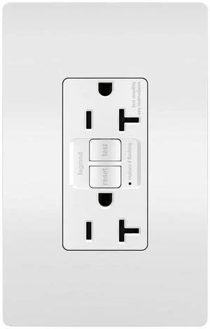 Legrand Radiant 2097WCCD12 20 Amp GFCI Self Test Decorator Duplex Outlet, White with Screwless Wall Plate (1 Count) Legrand Radiant 2097WCCD12 20 Amp GFCI Self Test Decorator Duplex Outlet, White with Screwless Wall Plate (1 Count)