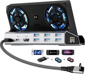 YCE12-in-1 Steam Deck Dock for ROG Ally X, Steam Deck, Legion Go, Switch | Dual 5cm RGB cooling fans, 6USB ports, 4K60Hz HDMI port, 1000Mbps Ethernet port, 100W PD fast charging YCE12-in-1 Steam Deck Dock for ROG Ally X, Steam Deck, Legion Go, Switch | Dual 5cm RGB cooling fans, 6USB ports, 4K60Hz HDMI port, 1000Mbps Ethernet port, 100W PD fast charging