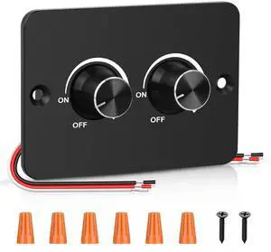 Linkstyle 12V Dimmer Switch, 2 Gang 60W PWM LED Dimmer, ON/Off Rotary Dimmer for LED Lights, Halogen, Incandescent, for Car Trailers Van Linkstyle 12V Dimmer Switch, 2 Gang 60W PWM LED Dimmer, ON/Off Rotary Dimmer for LED Lights, Halogen, Incandescent, for Car Trailers Van