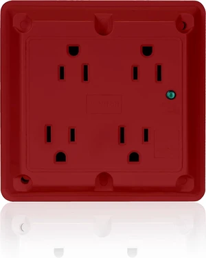 Leviton 4-in-1 Surge Protective Quadruplex Receptacle Outlet, Heavy-Duty Industrial Specification Grade, 15 Amp, 125 Volt, 5480-R, Red Leviton 4-in-1 Surge Protective Quadruplex Receptacle Outlet, Heavy-Duty Industrial Specification Grade, 15 Amp, 125 Volt, 5480-R, Red