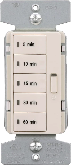 Cooper Wiring Devices PT18MLA ACCELL 5-Button Preset Minute Timer, Light Almond Cooper Wiring Devices PT18MLA ACCELL 5-Button Preset Minute Timer, Light Almond