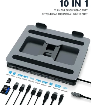 USB C Hub Stand for MacBook Pro, 10 in 1 Adapter for MacBook Air Docking Station with 4K 60Hz HDMI, RJ45 Gigabit Ethernet, SD/TF Card Reader, 4 USB 3.0 for iPad/Dell HP/Surface/Lenovo Laptop Dock USB C Hub Stand for MacBook Pro, 10 in 1 Adapter for MacBook Air Docking Station with 4K 60Hz HDMI, RJ45 Gigabit Ethernet, SD/TF Card Reader, 4 USB 3.0 for iPad/Dell HP/Surface/Lenovo Laptop Dock