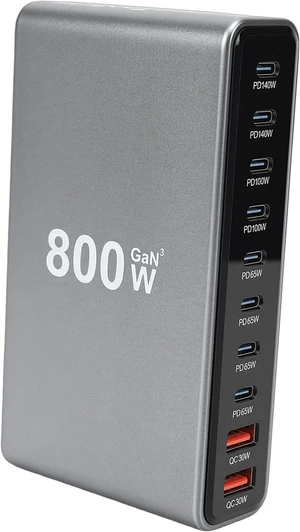 Diyeeni GaN, 800W 10 Ports USB C Charging Station with 2x140W PD3.1, 2x100W PD PPS, 4x65W, 2x30W QC, for iOS 16 15 14 Pro, Steam Deck (US Plug) Diyeeni GaN, 800W 10 Ports USB C Charging Station with 2x140W PD3.1, 2x100W PD PPS, 4x65W, 2x30W QC, for iOS 16 15 14 Pro, Steam Deck (US Plug)