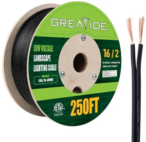 16/2 Low Voltage Landscape Lighting Wire, Outdoor Direct Burial Cable, 16 Gauge 2 Conductor, 250 Feet 16/2 Low Voltage Landscape Lighting Wire, Outdoor Direct Burial Cable, 16 Gauge 2 Conductor, 250 Feet