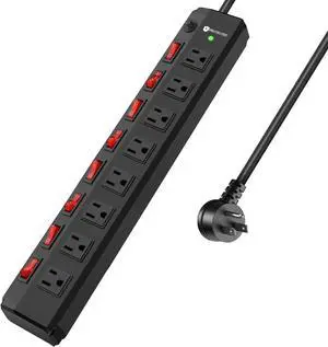 ANNQUAN 8 Outlet Heavy Duty Power Strip with 8 Individual Switches,Moutable Metal Power Strip,6FT 14AWG Extension Cord,15A 1800W 125V 60Hz ANNQUAN 8 Outlet Heavy Duty Power Strip with 8 Individual Switches,Moutable Metal Power Strip,6FT 14AWG Extension Cord,15A 1800W 125V 60Hz