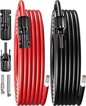 IZTOSS 20 Feet 10AWG Solar Extension Cable with Female and Male Connector with Extra Free Pair of Connectors Solar Panel Adaptor Kit Tool(1 Pair 20 Feet Black + 20 Feet Red) IZTOSS 20 Feet 10AWG Solar Extension Cable with Female and Male Connector with Extra Free Pair of Connectors Solar Panel Adaptor Kit Tool(1 Pair 20 Feet Black + 20 Feet Red)