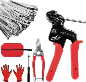 Metal Zip Ties Gun Set-For Fastening And Cutting Tie Special Tool,With 100pcs 11.8in Stainless Steel Zip Ties For Chain Link Fence Parts, Wire Fence Rolls,Exhaust Wrap, Poultry Fence Metal Zip Ties Gun Set-For Fastening And Cutting Tie Special Tool,With 100pcs 11.8in Stainless Steel Zip Ties For Chain Link Fence Parts, Wire Fence Rolls,Exhaust Wrap, Poultry Fence