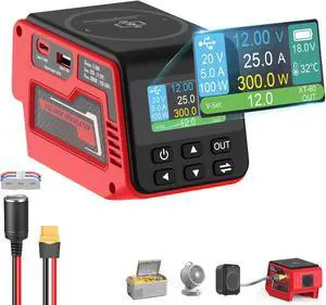 300W Voltage Regulator Compatible with Milwaukee 18V Battery (Battery Not Included), 230V Adjustable DC Output, 100W Type-C PD Fast Charging, 15W Wireless Charger 300W Voltage Regulator Compatible with Milwaukee 18V Battery (Battery Not Included), 230V Adjustable DC Output, 100W Type-C PD Fast Charging, 15W Wireless Charger