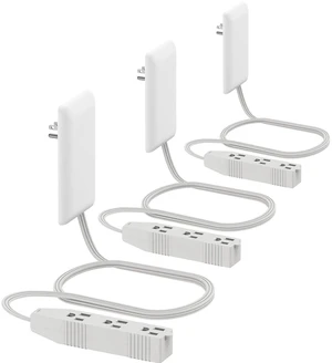 LIDER Flat-Face Outlet Extender with 3 Receptacles, Ultra-Thin Wall Plate Plug with Cord Extender and 3-Outlet Power Strip, 3ft Cord, LWE3-315-W3P, ETL-Listed, White, 3 Pack LIDER Flat-Face Outlet Extender with 3 Receptacles, Ultra-Thin Wall Plate Plug with Cord Extender and 3-Outlet Power Strip, 3ft Cord, LWE3-315-W3P, ETL-Listed, White, 3 Pack
