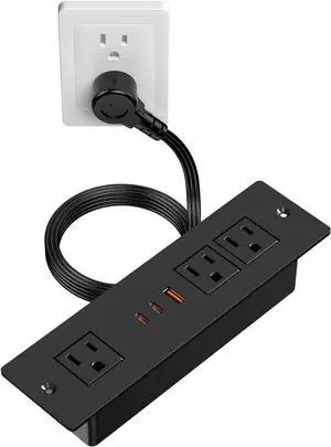 Recessed Power Strip with 45W USB-C Fast Charging, HEZI Furniture Drawer Outlet Plug in 3 Outlets & 3 USB Ports, Flush Mount Outlets for Conference Desk, 6ft Black Cord Recessed Power Strip with 45W USB-C Fast Charging, HEZI Furniture Drawer Outlet Plug in 3 Outlets & 3 USB Ports, Flush Mount Outlets for Conference Desk, 6ft Black Cord