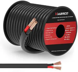 VIABRICO 12 Gauge 2 Conductor Electrical Wire, 12 AWG 3.3mm Wire PVC Cord, 12V/24V DC Low Voltage/Copper Clad Aluminum Flexible/2 Wire for Automotive LED Strips Lamp Lighting Marine (30.5M/100FT) VIABRICO 12 Gauge 2 Conductor Electrical Wire, 12 AWG 3.3mm Wire PVC Cord, 12V/24V DC Low Voltage/Copper Clad Aluminum Flexible/2 Wire for Automotive LED Strips Lamp Lighting Marine (30.5M/100FT)