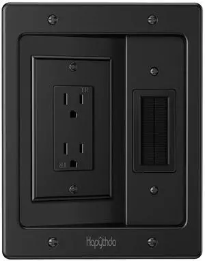 in Wall Cable Management Kit for TV, Recessed Outlet for TV Power, Brush Wall Plate Cable Pass Through Low Voltage Cables, in Wall Power Kit for Home & Office Theater Systerm, Black in Wall Cable Management Kit for TV, Recessed Outlet for TV Power, Brush Wall Plate Cable Pass Through Low Voltage Cables, in Wall Power Kit for Home & Office Theater Systerm, Black