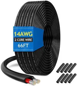 14 Gauge Oxygen Free Tinned Copper Electrical Wire, 66ft / 20m 14 AWG 2 Conductor Multi Strand OFC Pure Copper Wire with PVC Jacket, Flexible Wire for Automotive/Car/Home Theater/Lamp/Marine Cable 14 Gauge Oxygen Free Tinned Copper Electrical Wire, 66ft / 20m 14 AWG 2 Conductor Multi Strand OFC Pure Copper Wire with PVC Jacket, Flexible Wire for Automotive/Car/Home Theater/Lamp/Marine Cable
