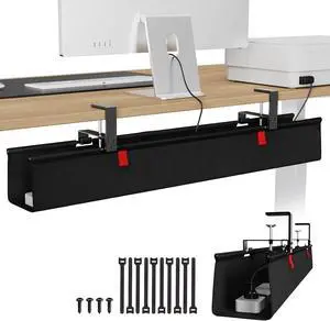 KEEGH Large 36" Under Desk Cable Management Tray - Under Desk Cord Organizer - Clamp/Screw Mount - Support Upto 70lbs - Desktop Wire Management - Gaming/PC Cable Tray - Cord Hiders for Office/Home KEEGH Large 36" Under Desk Cable Management Tray - Under Desk Cord Organizer - Clamp/Screw Mount - Support Upto 70lbs - Desktop Wire Management - Gaming/PC Cable Tray - Cord Hiders for Office/Home