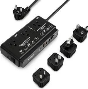 220v to 110v Black Voltage Converter Adapter: International US to Europe Travel Power Strip Plug Transformer - 2000W Electric Hair Dryer Black Step Down Outlet Converters for US European EU Italy UK 220v to 110v Black Voltage Converter Adapter: International US to Europe Travel Power Strip Plug Transformer - 2000W Electric Hair Dryer Black Step Down Outlet Converters for US European EU Italy UK