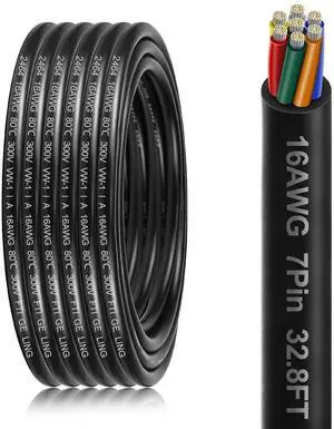 16 Gauge 7 Conductor Electrical Wire, 32.8FT 16AWG PVC Thermostat Wire, Low Voltage Landscape Wire, Flexible Cord for Extension Cable Automotive Garden Bell Speaker 16 Gauge 7 Conductor Electrical Wire, 32.8FT 16AWG PVC Thermostat Wire, Low Voltage Landscape Wire, Flexible Cord for Extension Cable Automotive Garden Bell Speaker