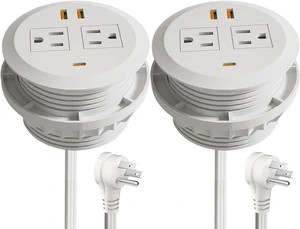 2pcs 3 Inch Desktop Power Grommet,GaN 65W USB C Fast Charging Station,Flush Mounted for 3-1/8" Desk Grommet Holes,3-USB Port,Desk Round Recessed Power Outlet,Flat Plug,6.3ft Cord,White 2pcs 3 Inch Desktop Power Grommet,GaN 65W USB C Fast Charging Station,Flush Mounted for 3-1/8" Desk Grommet Holes,3-USB Port,Desk Round Recessed Power Outlet,Flat Plug,6.3ft Cord,White