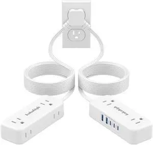 Split Extension Cord 20FT (10FT on Each Side), Single Flat Plug Twin Extension Cord with 4 AC Outlets, 2 USB-A & 3 USB-C(24W/4.8A), Nightstand Charging Station for Bedroom Dorm Room Home, His and Hers Split Extension Cord 20FT (10FT on Each Side), Single Flat Plug Twin Extension Cord with 4 AC Outlets, 2 USB-A & 3 USB-C(24W/4.8A), Nightstand Charging Station for Bedroom Dorm Room Home, His and Hers