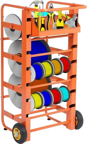 Wire Spool Rack,Electrical Cable Dispenser Portable Cable Caddy with Wheel Wiring Spool Holder with Movable Wiring Storage Box for Electrical Industrial & Retail Use Wire Spool Rack,Electrical Cable Dispenser Portable Cable Caddy with Wheel Wiring Spool Holder with Movable Wiring Storage Box for Electrical Industrial & Retail Use