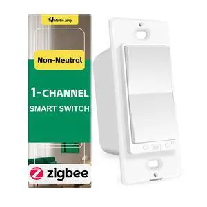 Zigbee Smart Switch No Neutral Needed | 1 Channel Rocker Toggle Smart Light Switch Compatible with Alexa, SmartThings and Works with Google Home, Devices Zigbee Smart Switch No Neutral Needed | 1 Channel Rocker Toggle Smart Light Switch Compatible with Alexa, SmartThings and Works with Google Home, Devices