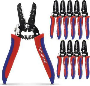 10 Pack Small Wire Strippers and Cutters for 10-22 AWG, Handheld Electrical Wire Stripping Tool Set with Spring-Loaded Pliers and Safety Lock for Low Voltage Wires 10 Pack Small Wire Strippers and Cutters for 10-22 AWG, Handheld Electrical Wire Stripping Tool Set with Spring-Loaded Pliers and Safety Lock for Low Voltage Wires