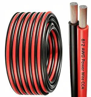 8 Gauge Wire 30 FT Copper Clad Aluminum CCA 600V, 8/2 AWG Flexible Car Amplifier Power Cable for Automotive, Audio, RV, Trailer, Battery and Speaker 8 Gauge Wire 30 FT Copper Clad Aluminum CCA 600V, 8/2 AWG Flexible Car Amplifier Power Cable for Automotive, Audio, RV, Trailer, Battery and Speaker