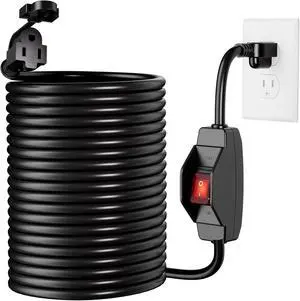 KASONIC 3 Prong Extension Cord with Switch, 1625W 13A Grounded Outlets with Safety Cover, 14/3 SJTW Cable On Off Waterproof Switch for Indoor Outdoor Use (100 FT) KASONIC 3 Prong Extension Cord with Switch, 1625W 13A Grounded Outlets with Safety Cover, 14/3 SJTW Cable On Off Waterproof Switch for Indoor Outdoor Use (100 FT)