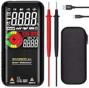 Digital Multimeter, Rechargeable with Smart Mode, 9999 Counts Electrical Tester Auto Range Pocket Frequency Capacitance Ohm Hz Continuity Diode Duty Cycle V-Alert Voltage Tester Digital Multimeter, Rechargeable with Smart Mode, 9999 Counts Electrical Tester Auto Range Pocket Frequency Capacitance Ohm Hz Continuity Diode Duty Cycle V-Alert Voltage Tester