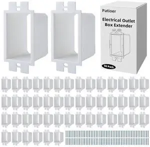 1-Gang White Non-Metallic Electrical Outlet Box Extender, Extends Electrical Boxes for Power Switches GFCIs Receptacles (BE1, 50 Pack) 1-Gang White Non-Metallic Electrical Outlet Box Extender, Extends Electrical Boxes for Power Switches GFCIs Receptacles (BE1, 50 Pack)