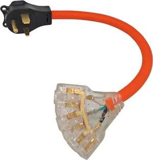 FC-6552T3A Welder Plug Adapter Cord, Male NEMA 6-50P 50A to Female NEMA 5-20R (or 5-15R) Household Tri Outlet, 125V, 3750W, Orange FC-6552T3A Welder Plug Adapter Cord, Male NEMA 6-50P 50A to Female NEMA 5-20R (or 5-15R) Household Tri Outlet, 125V, 3750W, Orange