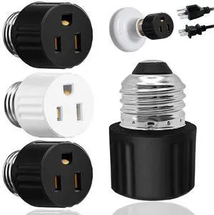 3 Prong Light Socket Plug Adapter, E26/E27 Base 3 Pin Bulb Socket Adapter, Polarized Screw for Light Socket Adapter Outlet, Black/White, 3 Pack 3 Prong Light Socket Plug Adapter, E26/E27 Base 3 Pin Bulb Socket Adapter, Polarized Screw for Light Socket Adapter Outlet, Black/White, 3 Pack