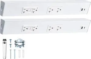 SURAIELEC 2-Pack 16" Under Cabinet Hardwired Power Strip with GFCI Outlet, Angled Outlet Design, 2500W Rating, 20A GFCI + 20A TR Outlet with USB-A & USB-C, Modular No-Cut Extension System, ETL Listed SURAIELEC 2-Pack 16" Under Cabinet Hardwired Power Strip with GFCI Outlet, Angled Outlet Design, 2500W Rating, 20A GFCI + 20A TR Outlet with USB-A & USB-C, Modular No-Cut Extension System, ETL Listed