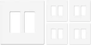 Art Plates - OVERSIZED Screwless Switch Plate - 5.5" x 5.5" - Jumbo 2 Gang Decorator GFCI Style - Unbreakable Polycarbonate - Two Gang Screwless Light Switch Cover Plate - Glossy White (5 Pack) Art Plates - OVERSIZED Screwless Switch Plate - 5.5" x 5.5" - Jumbo 2 Gang Decorator GFCI Style - Unbreakable Polycarbonate - Two Gang Screwless Light Switch Cover Plate - Glossy White (5 Pack)