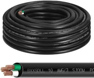 SJOOW Heavy Duty 10AWG 300V Cable - 25 Feet 3 Conductor Industrial Grade Portable Power Cord Oil Water Chemical Resistant for Motor Wires, Lights SJOOW Heavy Duty 10AWG 300V Cable - 25 Feet 3 Conductor Industrial Grade Portable Power Cord Oil Water Chemical Resistant for Motor Wires, Lights