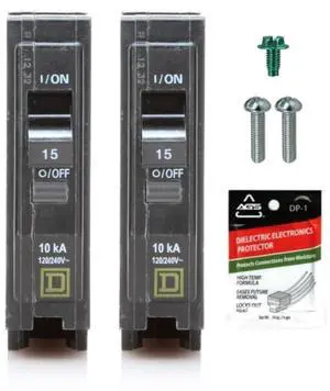 Square D Qo115 Qo 15 Amp Genuine Circuit Breaker Kit (Pack of 2), Monopolar, 15A, 120V, 10Ka Ic, Plug-In For Load Centers And Qo Panels, Visi-Trip, New For Replacement. Square D Qo115 Qo 15 Amp Genuine Circuit Breaker Kit (Pack of 2), Monopolar, 15A, 120V, 10Ka Ic, Plug-In For Load Centers And Qo Panels, Visi-Trip, New For Replacement.