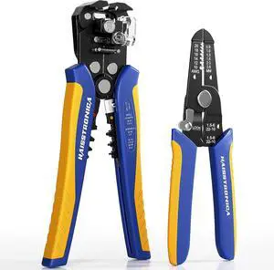haisstronica Wire Stripper Tool Set, 10-24 AWG Self-Adjusting & Manual, Heavy Duty Electrical Wire Strippers for Electronics Repair, Electrician Wiring, DIY Projects haisstronica Wire Stripper Tool Set, 10-24 AWG Self-Adjusting & Manual, Heavy Duty Electrical Wire Strippers for Electronics Repair, Electrician Wiring, DIY Projects