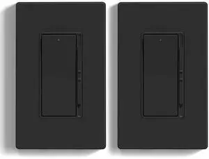 ELEGRP Dimmer Light Switch for 300W Dimmable LED/CFL Lights and 600W INC/HAL Bulbs, Single Pole/3-Way LED Slide Dimmer Light Switch, Wall Plate Included, UL Listed, 2 Pack, Matte Black ELEGRP Dimmer Light Switch for 300W Dimmable LED/CFL Lights and 600W INC/HAL Bulbs, Single Pole/3-Way LED Slide Dimmer Light Switch, Wall Plate Included, UL Listed, 2 Pack, Matte Black