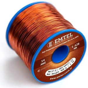 Emtel 14 AWG - 1 lb (80 feet) Magnet Wire - Enameled Copper Wire for Electrical Motor Transformer Magnetic Coil 220°C (428°F) Thermal Class - Double Insulated Winding Wire Emtel 14 AWG - 1 lb (80 feet) Magnet Wire - Enameled Copper Wire for Electrical Motor Transformer Magnetic Coil 220°C (428°F) Thermal Class - Double Insulated Winding Wire