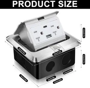 2 Pack Pop-up Floor Power Outlet Box,Waterproof Electrical Outlet Covcer Box,Hidden 4.8A USB+20A Tamper-Resistant Receptacle Outlet Receptacle Box for Countertop Home Office (Silver) 2 Pack Pop-up Floor Power Outlet Box,Waterproof Electrical Outlet Covcer Box,Hidden 4.8A USB+20A Tamper-Resistant Receptacle Outlet Receptacle Box for Countertop Home Office (Silver)