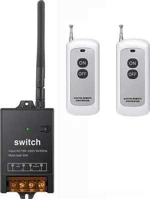 Wireless Light Switch,AC110V/120V/240V/40A Relay with Voltage Isolation,Wireless Remote ON/Off Switch,984FT Long Range RF Switch for High Power Electrical Equipment Light,Pump,Dust Collector Wireless Light Switch,AC110V/120V/240V/40A Relay with Voltage Isolation,Wireless Remote ON/Off Switch,984FT Long Range RF Switch for High Power Electrical Equipment Light,Pump,Dust Collector
