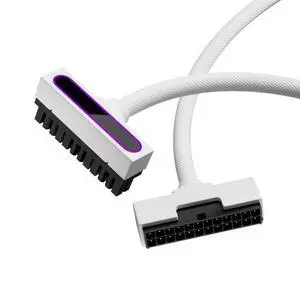 24PIN PSU Extension Cable,ARGB PC Cable with 5V 3Pin,18AWG 90 Degree Right-Angle Design for Cleaner PC Builds.30CM(White) 24PIN PSU Extension Cable,ARGB PC Cable with 5V 3Pin,18AWG 90 Degree Right-Angle Design for Cleaner PC Builds.30CM(White)